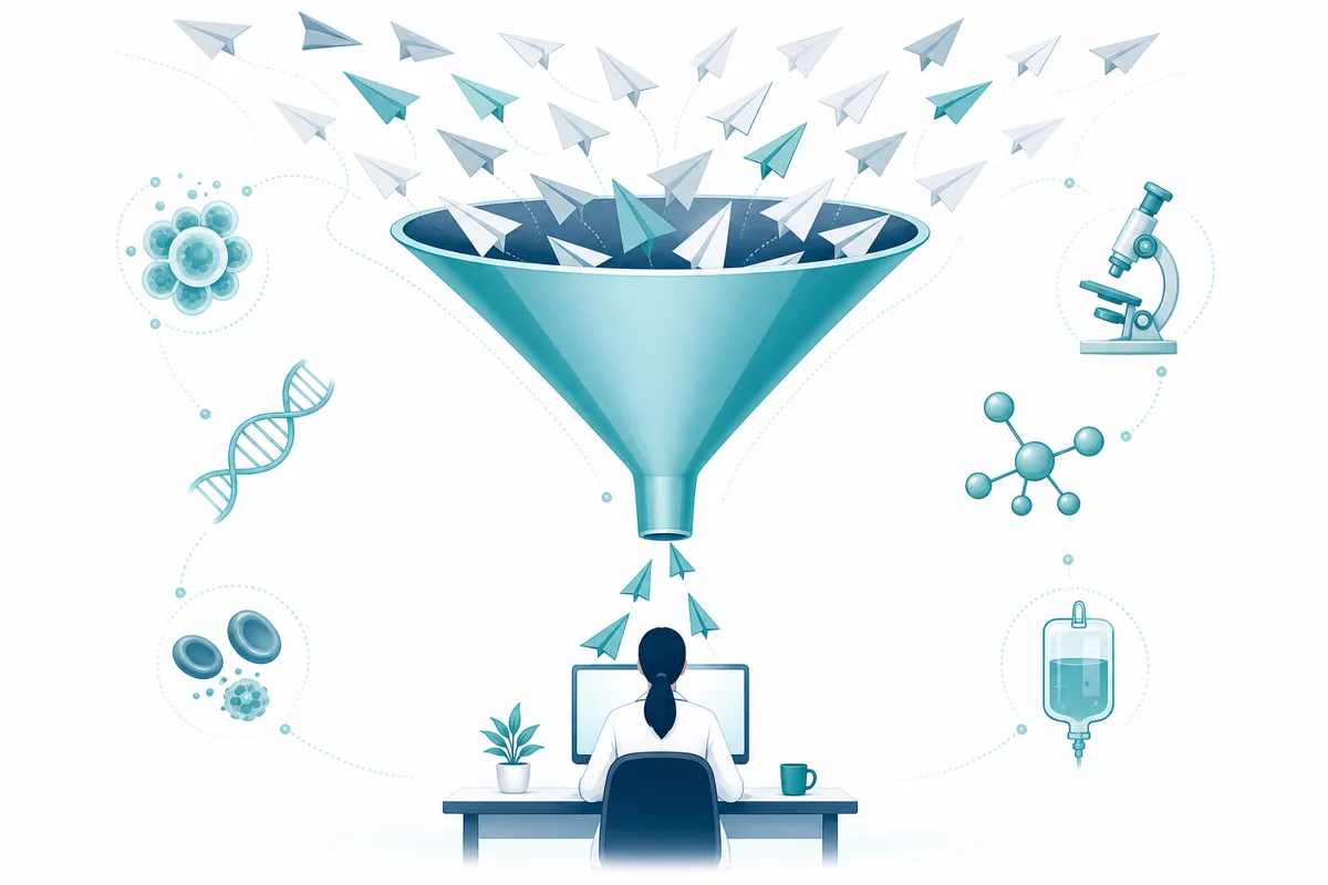 Funnel narrowing a large volume of documents down to a small filtered set