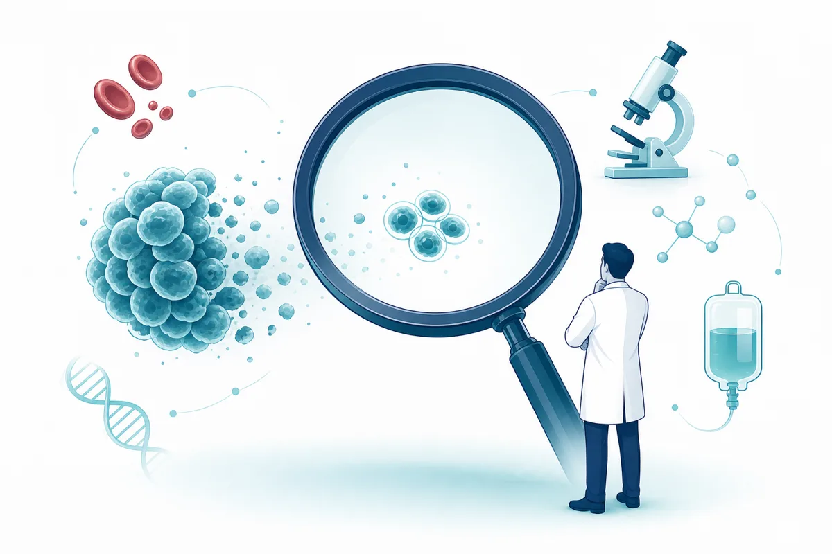 Magnifying glass over a small residual cluster after a larger area has been cleared
