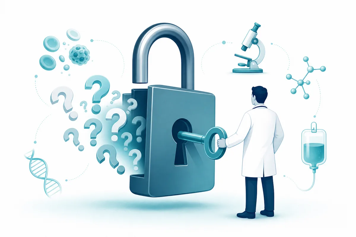 A padlock half-open with question mark icons spilling out